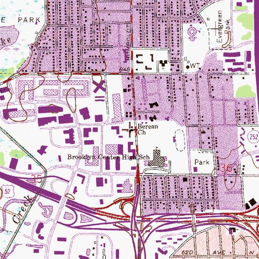 Topographic Map of Berean Church, MN