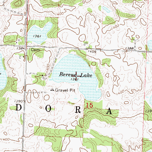 Topographic Map of Berend Lake, MN