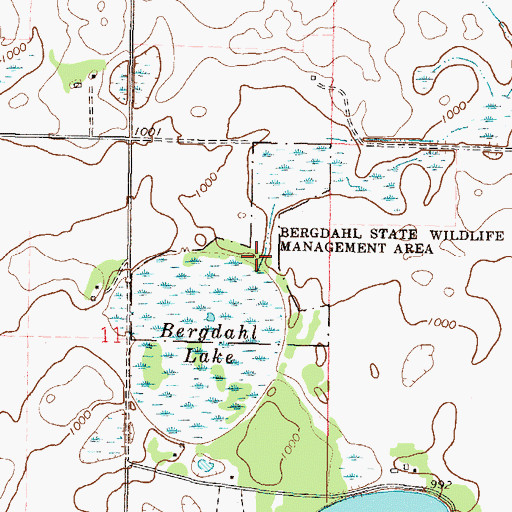 Topographic Map of Bergdahl State Wildlife Management Area, MN