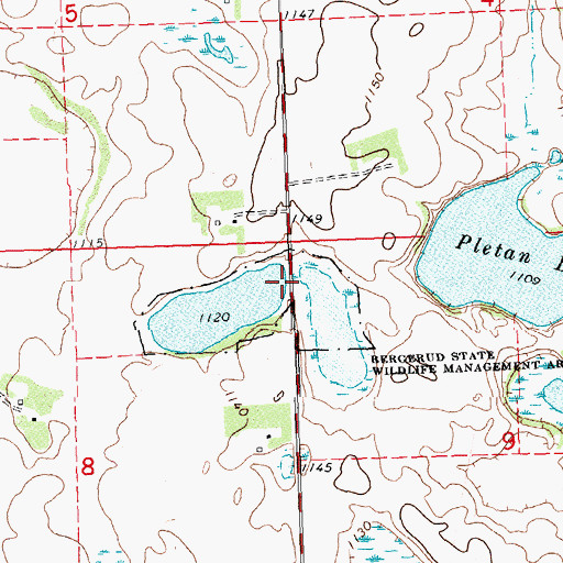 Topographic Map of Bergerud State Wildlife Management Area, MN