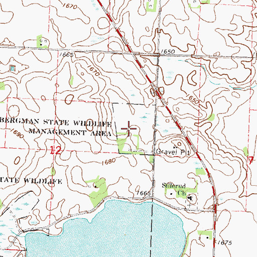 Topographic Map of Bergman State Wildlife Management Area, MN