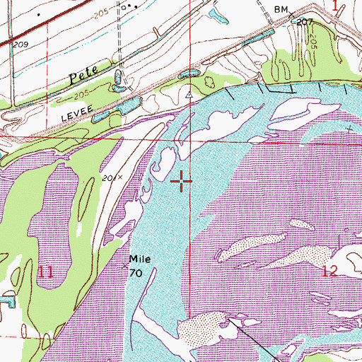 Topographic Map of Sainte Marie Bend, AR