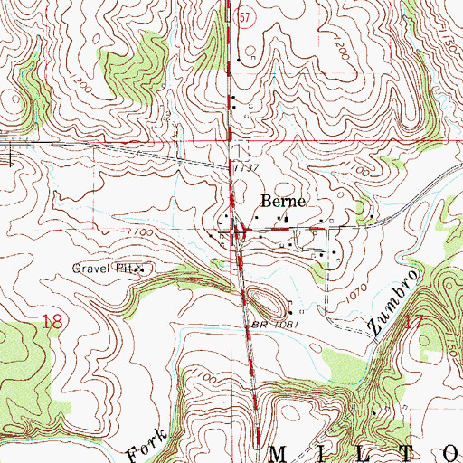 Topographic Map of Berne, MN