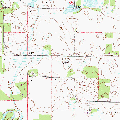 Topographic Map of Berry Cemetery, MN