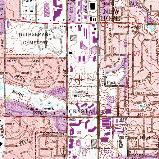 Topographic Map of Beth El Memorial Park, MN
