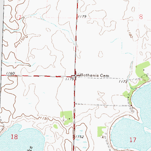 Topographic Map of Bethania Cemetery, MN