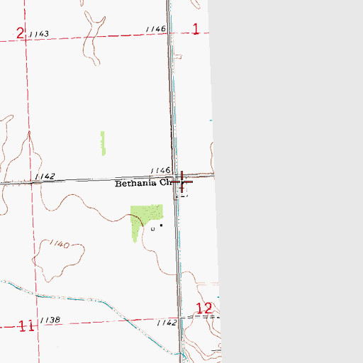 Topographic Map of Bethania Church, MN