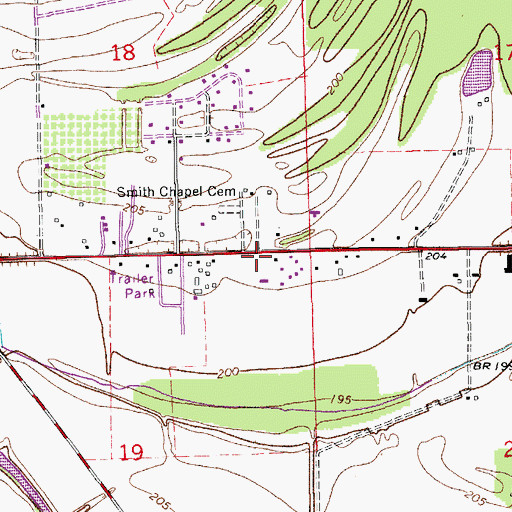 Topographic Map of Smith Chapel (historical), AR