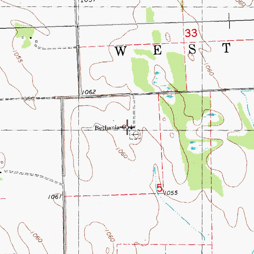 Topographic Map of Bethania Church, MN