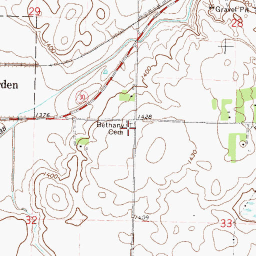 Topographic Map of Bethany Cemetery, MN