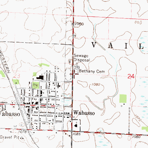 Topographic Map of Bethany Cemetery, MN