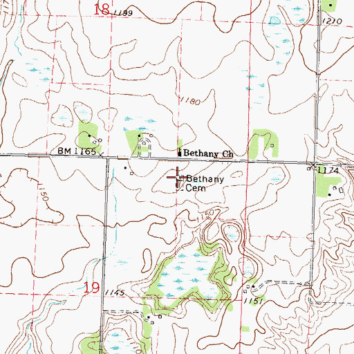 Topographic Map of Bethany Cemetery, MN