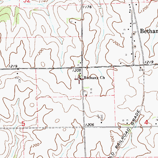 Topographic Map of Bethany Church, MN