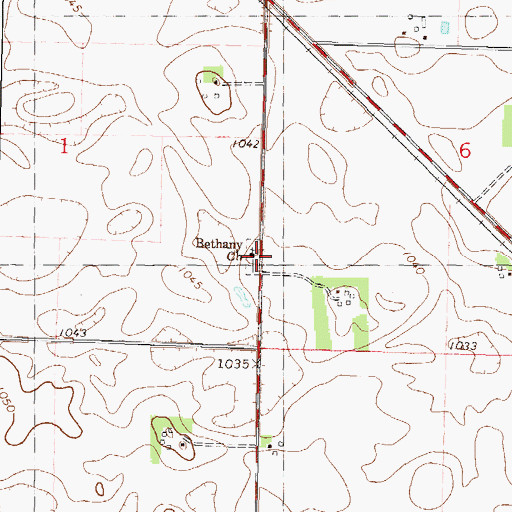 Topographic Map of Bethany Church, MN