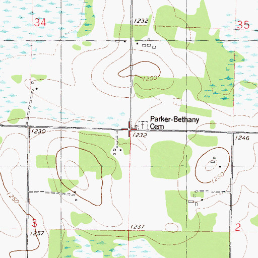 Topographic Map of Bethany Church, MN