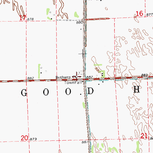 Topographic Map of Bethany Church, MN