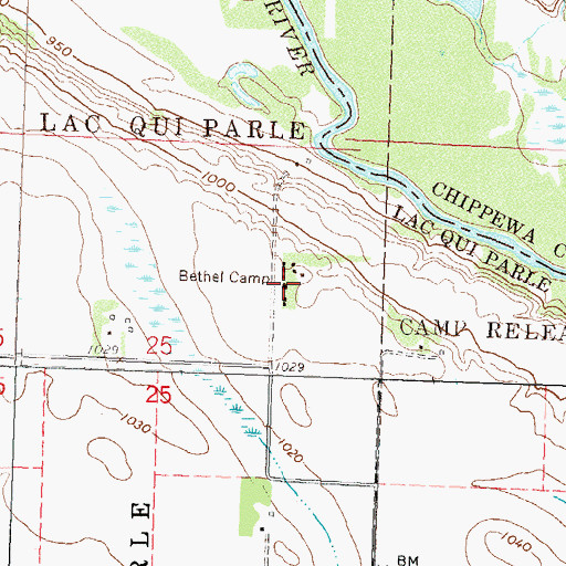 Topographic Map of Bethel Camp, MN