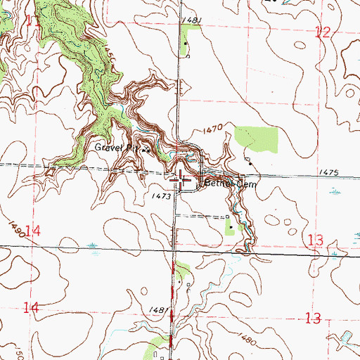 Topographic Map of Bethel Cemetery, MN