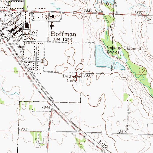 Topographic Map of Bethel Cemetery, MN