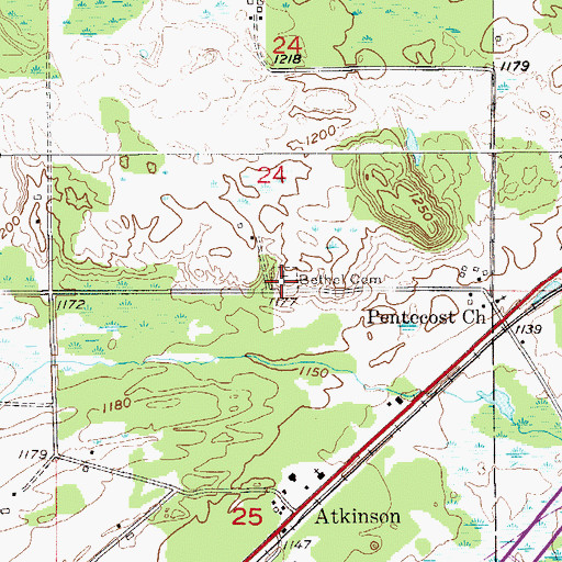 Topographic Map of Bethel Cemetery, MN