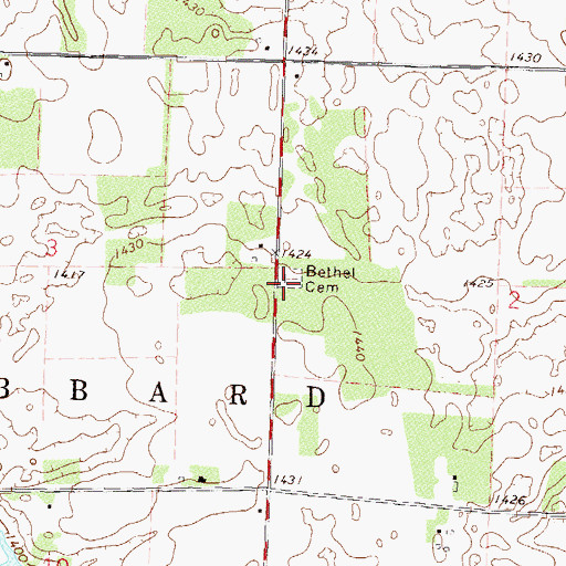 Topographic Map of Bethel Cemetery, MN