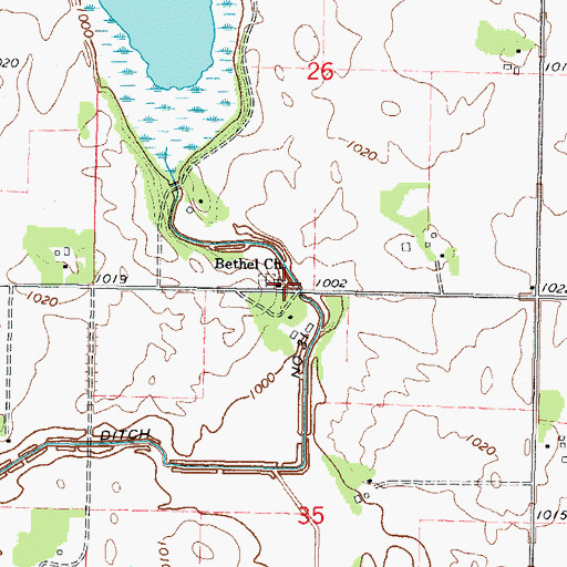 Topographic Map of Bethel Church, MN