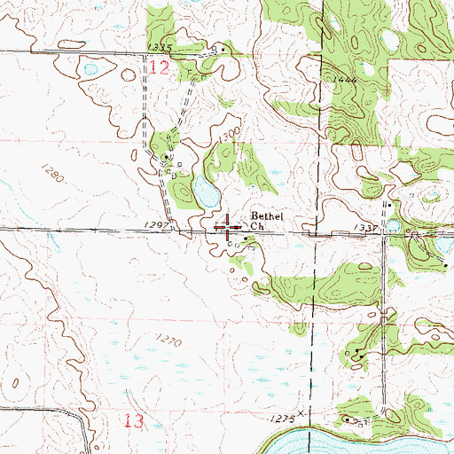 Topographic Map of Bethel Church, MN