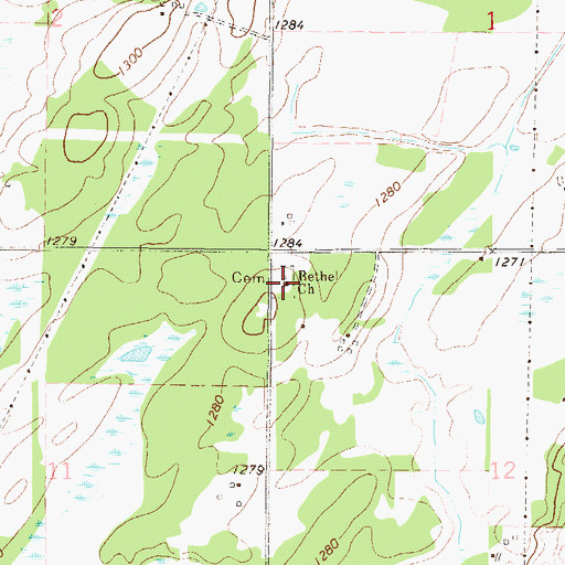 Topographic Map of Bethel Church, MN