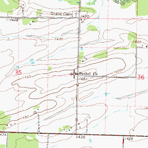 Topographic Map of Bethel Church, MN