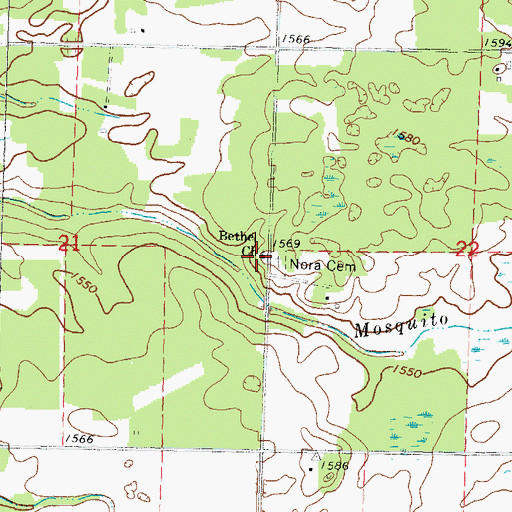 Topographic Map of Bethel Church, MN