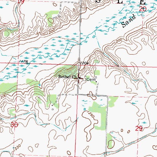 Topographic Map of Bethel Church, MN