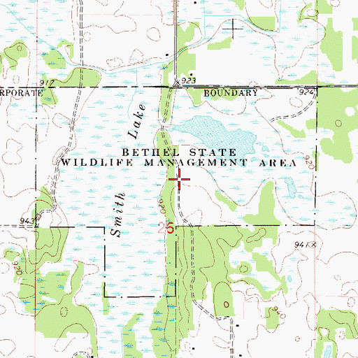 Topographic Map of Bethel State Wildlife Management Area, MN