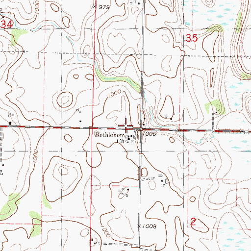 Topographic Map of Bethelehem School, MN