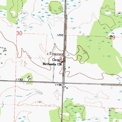 Topographic Map of Bethesda Church, MN