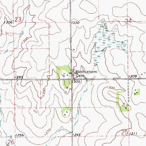 Topographic Map of Bethlehem Cemetery, MN