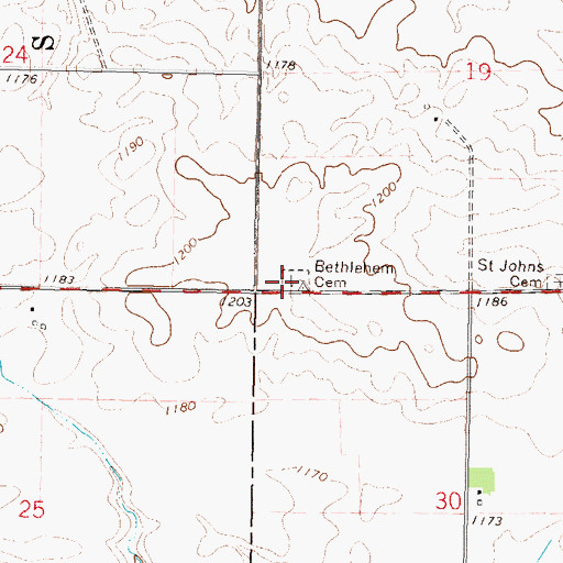 Topographic Map of Bethlehem Cemetery, MN