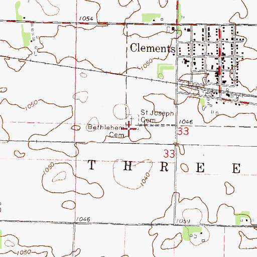 Topographic Map of Bethlehem Cemetery, MN