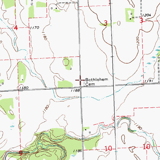Topographic Map of Bethlehem Cemetery, MN