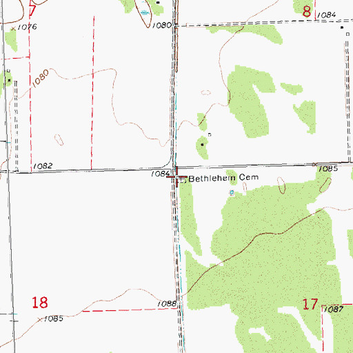 Topographic Map of Bethlehem Cemetery, MN