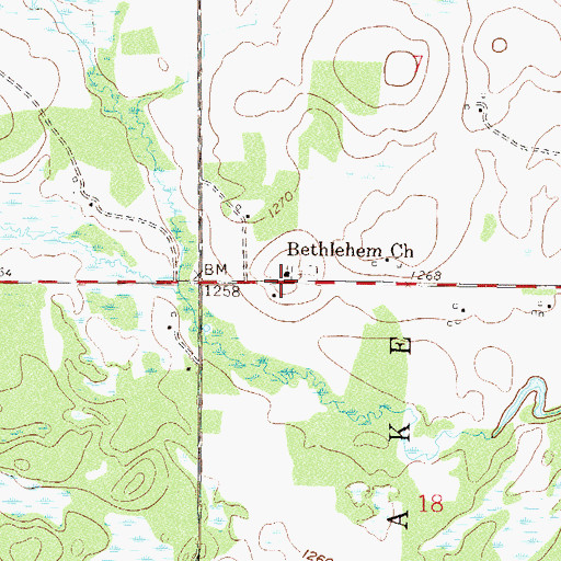 Topographic Map of Bethlehem Church, MN