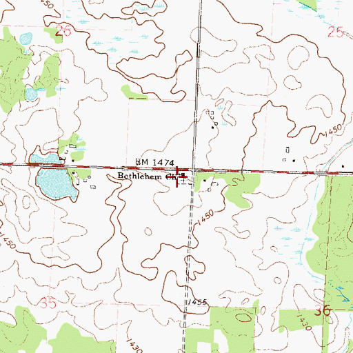 Topographic Map of Bethlehem Church, MN