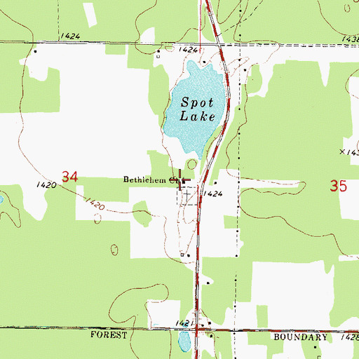Topographic Map of Bethlehem Church, MN