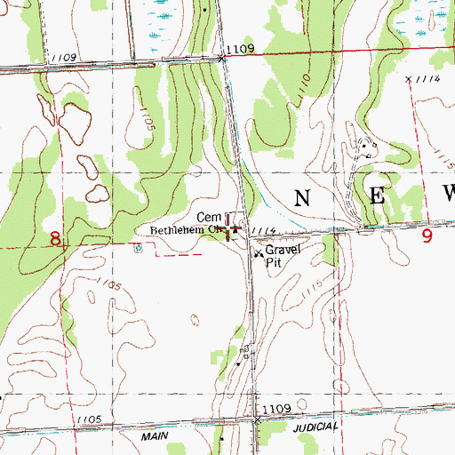 Topographic Map of Bethlehem Church, MN