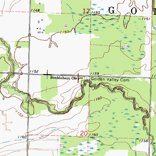 Topographic Map of Bethlehem Church, MN
