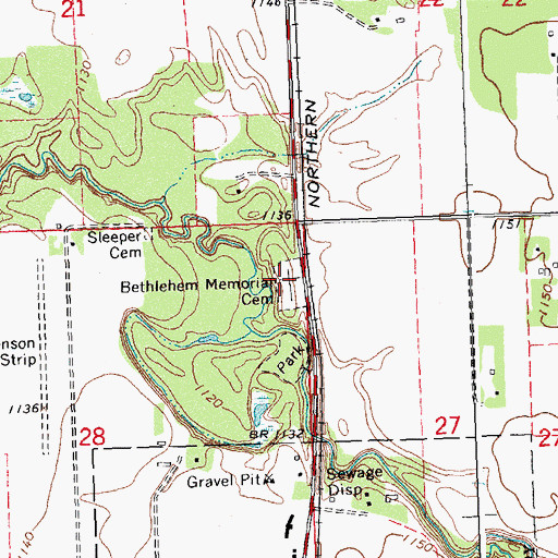 Topographic Map of Bethlehem Memorial Cemetery, MN