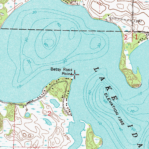 Topographic Map of Betsy Ross Point, MN