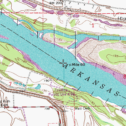 Topographic Map of Trulock Bend, AR
