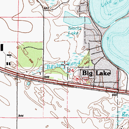 Topographic Map of Beulah Pond, MN
