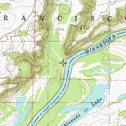 Topographic Map of Bevens Creek, MN