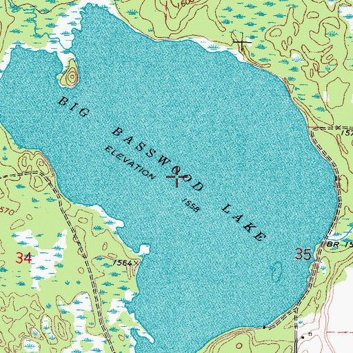 Topographic Map of Big Basswood Lake, MN